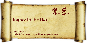 Nepovin Erika névjegykártya